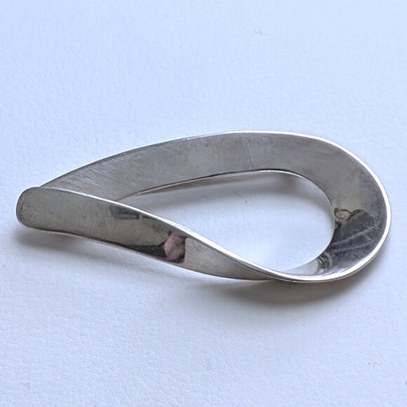 Vintage Mexico Taxco Sterling Silver 925 Modernist Mobius Tear Drop Brooch Pin - Picture 3 of 6